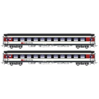 LS Models 47279 - Bpm + Bpm, weiß/rot/schwarz, graues Dach, Vollmodernisiert, mit Notausstiegsfenster / Ep.VI / SBB / Spur H0 / DC / 2er-Set