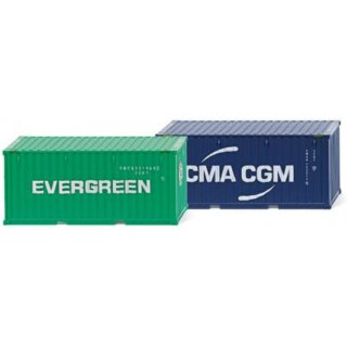 Wiking 01814 - 1:87 Zubehörpackung - 20 Container (NG) "Evergreen" & "CMA-CGM"