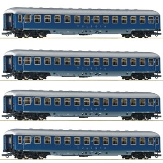 ROCO 64187 - Spur H0 DB Reisezugwagen vierachsig blau "TOUROPA" Ep.III 4er-Set