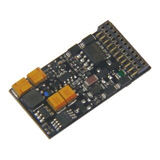 Zimo MX644D - Sound-Decoder m. Energ.-Ansch. 30 x 15 x 4 mm - 1,2 A - 3 W AudioHinweis: MX644 ist nur mit 21-poligen "MTC"-Stecker erhältlich,  (funktionell gleichartiger Decoder mit Bedrahtung -> siehe MX645).8 Fu-Ausgänge, 2 Servo-Steuerleitungen, SUSI