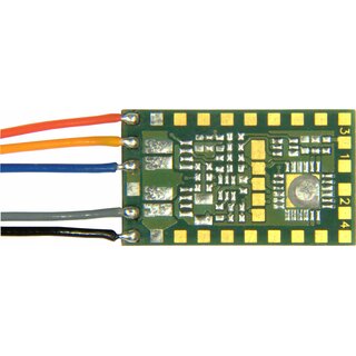 Zimo MX820X - wie MX820E, zusätzlich 8 Ausgänge (Open-collector 100 mA) auf Löt-Pads für Lämpchen (LEDs), z.B. vier 2-begriffige Signale oder zwei mit 4 Lichtern.