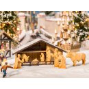 Noch 14394 - Spur H0 Weihnachtsmarkt-Krippe mit Figuren in Holzoptik