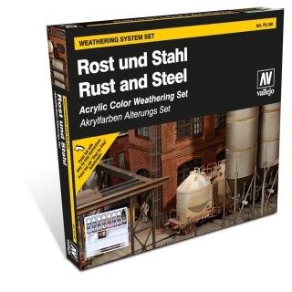 Vallejo 770150 -  Farb-Set, Rost & Stahl, 8 x 1