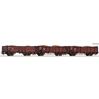 ROCO 76081 - Spur H0 DR 3er-Set Offene Güterwagen El Ep.IV