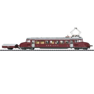 Trix 22867 - Spur H0 SBB-CFF Triebwagen Roter Pfeil mit Hänger, Innenbeleuchtung und Fahrgästen Ep.III  Sound (T22867)