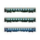 Rivarossi HR4308 - Spur H0 DR/BDZ, &quot;Pannonia-Express&quot;, 3-Set (B, Bc, WLAB), gr&uuml;n (BDZ: blau), Epo. IV