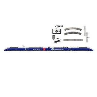 Jouef HJ1061 - Spur H0 Starterset TGV Duplex, blau/grau,Regler+Gl.