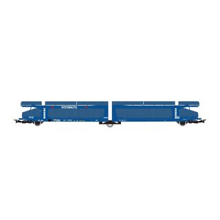 Electrotren HE6014 - Spur H0 Transfesa/Hispanauto, 3-achs. Autotransportwagen m. Schutzgittern, blau, Ep. IV