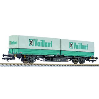 Liliput 235223 - Spur H0 Containertragwagen, DB, Lgjs 571.1, 440 4 621-0, mit 2 Wechselpritschen "Vaillant", Ep.IV (L235223)