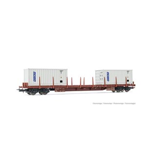 Rivarossi HR6523 - Spur H0 FS, 4-achs. Flachwg. Rs, bel. 2 x 20 FIAT Container