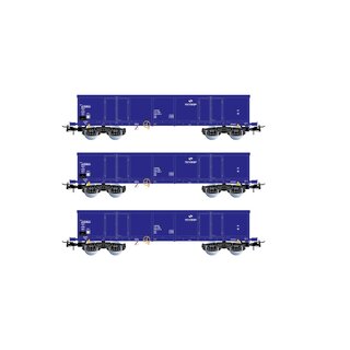 Rivarossi HR6536 - Spur H0 PKP Cargo,3tlg.4achs.off.Eaos,blau,Schrott,Ep.V-VI