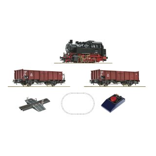 ROCO 51160 - Spur H0 DB Analog Start Set: Dampflokomotive BR 80 mit Güterzug Ep.III/Ep.IV