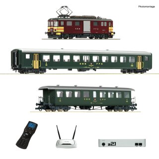 ROCO 51338 - Spur H0 SBB z21 Digitalset: Elektro-Gepäcktriebwagen De 4/4 mit Personenzug Ep.IV/Ep.V
