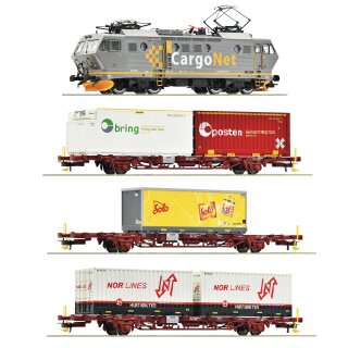 ROCO 61487 - Spur H0 NSB 4-tlg. Set: Elektrolokomotive EL 16 mit Güterzug Ep.VI