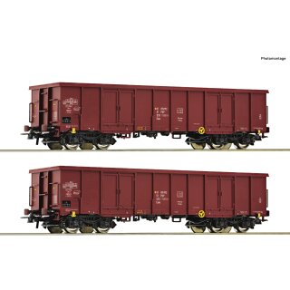 ROCO 76038 - Spur H0 PKP 2-tlg. Set: Offene Güterwagen Ep.V