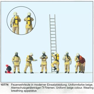 Preiser 10774 - Figurensatz Exklusivserie 1:87 "Feuerwehrleute in moderner Einsatzkleidung. Uniformfarbe beige. Atemschutzgeräteträger"