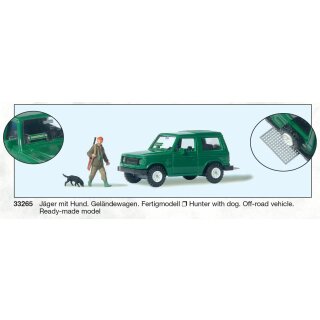 Preiser 33265 - Automodell Fertigmodell 1:87 "Jäger mit Hund. Geländewagen. Fertigmodell"