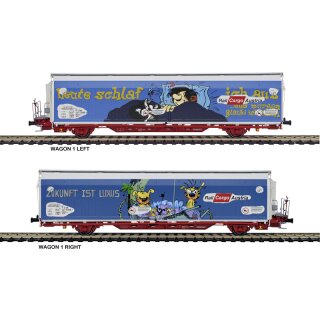 Mabar Tren 87523 - Spur H0, DC ÖBB 2er Set Kühlwagen Hbbills-uy  mit Graffiti, ÖBB Railcargo Ep.6  ---