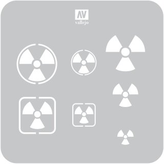 Vallejo 706601 -  Schablone, Radioaktiv-Schilde