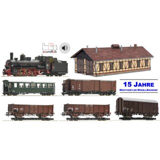 ROCO 31032-MS - Spur H0e Mostviertlers Jubiläums-Mega Set ÖBB Güterzug mit Sound und Lokschuppen   *** 15 J MoMoBa ***