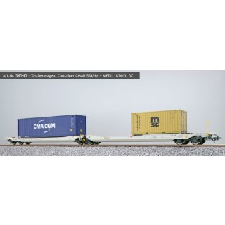ESU 36545 - Spur H0 Taschenwagen, H0, Sdggmrs, 37 84 499 3 174-0, NL-AAEC Ep. VI, Container CMAU 554986 + MEDU 183613, DC