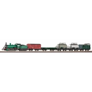 Piko 97942 - Spur H0 Start-Set mit Bettung Güterzug Dampflok G7 SNCB mit 5 Güterwagen   *VKL2*