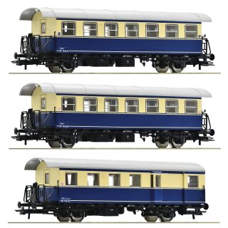 ROCO 74192 - Spur H0 ÖBB Spantenwagen blau/beige Ep.IV  3er-Set   !!! NEU IN AKTION AB KW15/2024 !!!