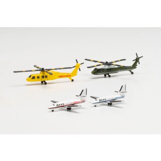 Herpa 535939 - 1:500 Helicopter and Bizjet set (2+2)