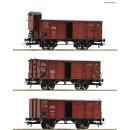 ROCO 6600037 - Spur H0 DRG 3er Set ged.Güterwag. DRG...