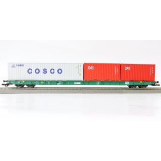 IGRA Modell 96010072 - Spur H0 StB-TL (Steiermärkische Landesbahn Transport Logistik) Tragwagen Sggnss-XL grün mit Cosco 40´ + 2x Cai 20´ HC  Ep.VI