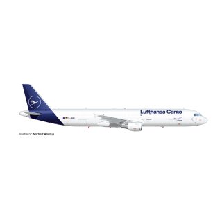 Herpa 572439 - 1:200 Lufthansa Cargo Airbus A321P2F – D-AEUC "Hello Europe"