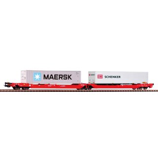Piko 24619 - Spur H0 T3000e DB AG  VI, beladen mit 1x Container 40`Maersk und 1x Trailer PNO   *#*