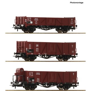 ROCO 6600102 - Spur H0 DRB 3er Set offene Güterag. DRB Ep.II   *FNH24*