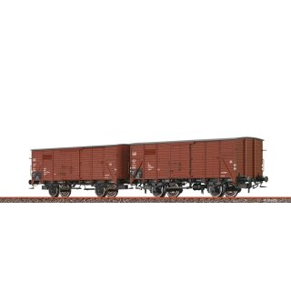 Brawa 50930 - Spur H0 DB Gedeckter Güterwagen Gklm191 DB, 2er-Einheit Ep.IV  21 80 112 8 919-4 / 21 80 112 8 554-9