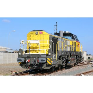Jouef HJ2439 - Spur H0 Akiem/SNCF Réseau, Diesellokomotive der Reihe BB 79000 (Vossloh DE 18) in gelb-grauer Farbgebung, Ep. VI