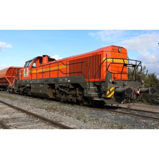 Jouef HJ2440S - Spur H0 COLAS RAIL, Diesellokomotive Vossloh DE 18 in orange-gelber Farbgebung, Ep. VI, mit DCC-Sounddecoder