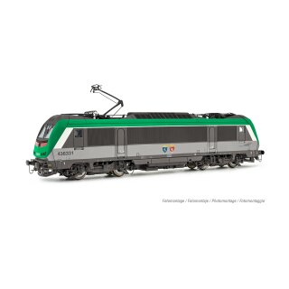 Jouef HJ2458 - Spur H0 SNCF, Zweisystem-Elektrolokomotive „Astride“ BB 36031 „Bons-en-Chablais / Castione“ in grün-silberner Farbgebung, Ep. V