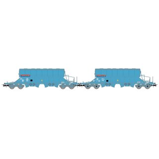 Jouef HJ6230 - Spur H0 NACCO, 2-tlg. Set vierachsiger Schwenkdachwagen Taoos, in hellblauer Farbgebung, Ep. VI