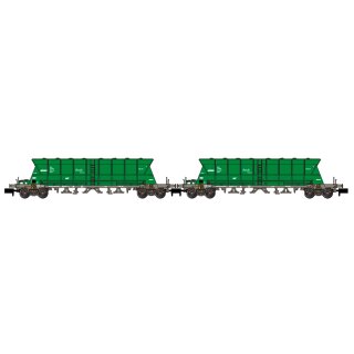 Arnold HN6670 - Spur N RENFE Mercancías, 2-tlg. Set vierachsiger Selbstentladewagen der Bauart Faoos, grüne Farbgebung, Ep.V-VI