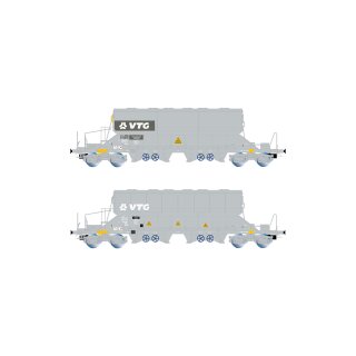 Rivarossi HR6547 - Spur H0 D-VTGCH, 2-tlg. Set 4-achs. Schwenkdachwagen Taoos, in grauer Farbgebung, Ep. VI