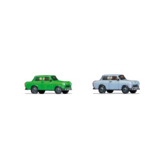Noch 44601 - Spur Z 3D-Master-Fahrzeug Trabant 601 2 Stück, blau und grün