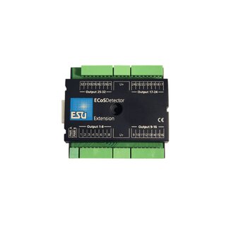 ESU 50095 - ECoSDetector Rückmeldemodul Erweiterung. 32 digitale Ausgänge 100mA für Birnchen oder LEDs, Ausleuchtung Gleisbildstellpult.