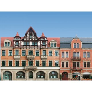 Auhagen 42501 - 1:120 bis 1:87 Halbrelief-Hintergrundkulisse Set mit 5 Bürgerhaus-Fassaden Gesamtlänge 721 mm