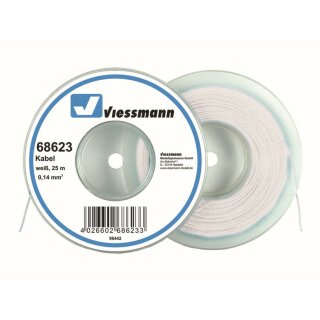 Viessmann 68623 - Kabel auf Abrollspule 0,14 mm², weiß, 25 m