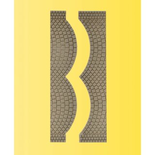 Vollmer 48244 - Spur H0 Straßenplatte Kopfsteinpflaster aus Steinkunst, je 2 Endstücke, L 1,7 cm x B 8 cm