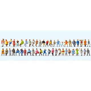 Preiser 14418 - Figurensatz Standardserie 1:87 "Sitzende Reisende. 48 Figuren"