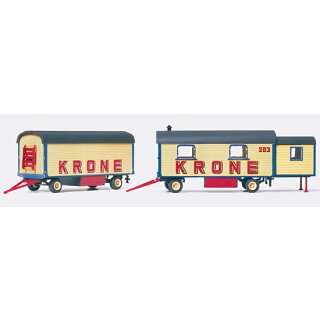 Preiser 21051 - Zirkus Krone unbedruckter Bausatz 1:87 "Wohnwagen und Packwagen"