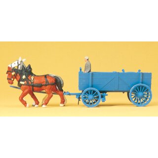 Preiser 30468 - Gespann Fertigmodell 1:87 "Kastenwagen. Fertigmodell"