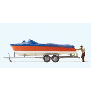Preiser 33255 - Automodell Fertigmodell 1:87 "Motorboot beim Verladen auf A"