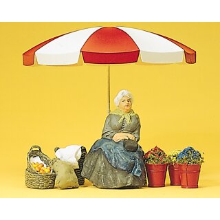 Preiser 45046 - Figurensatz 1:22,5 "Marktfrau, Schirm, Körbe"